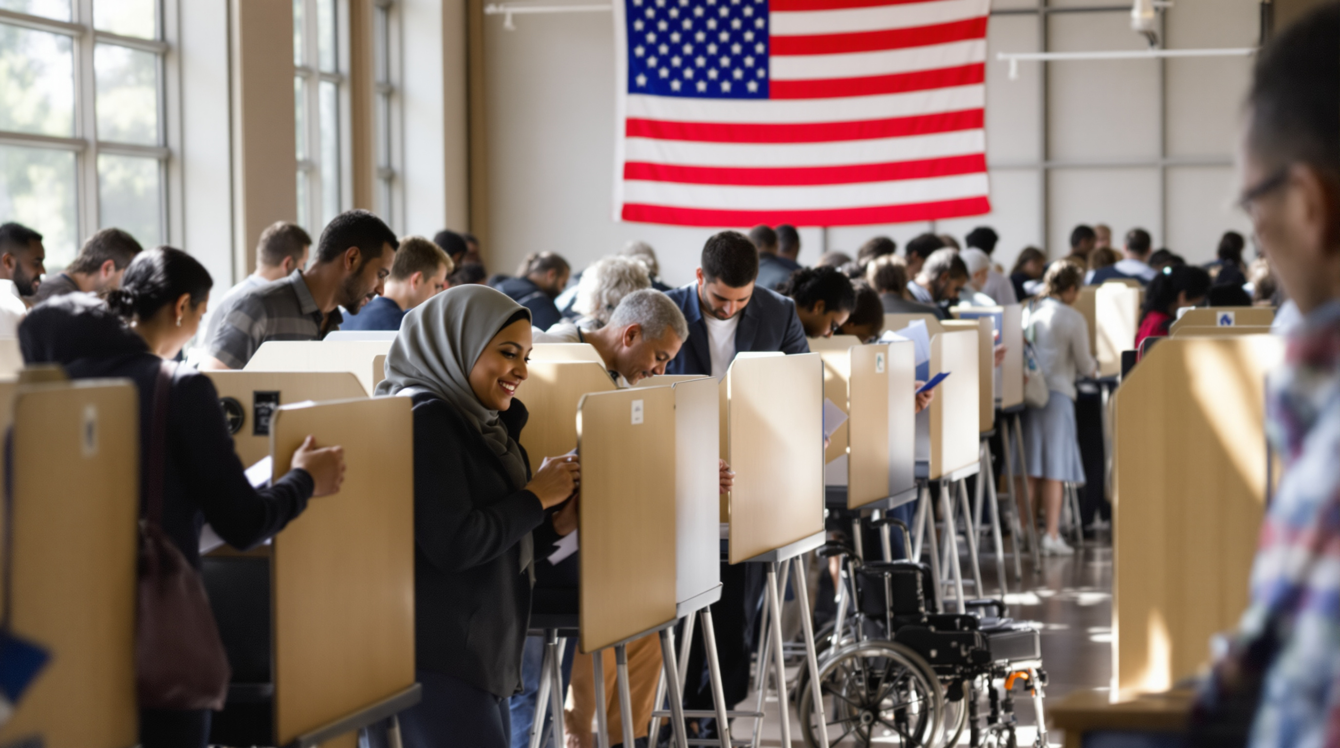 Citizens voting at polling station